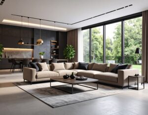 Firefly erstelle ein realistisches bild von einem modernen wohnzimmer. 903170