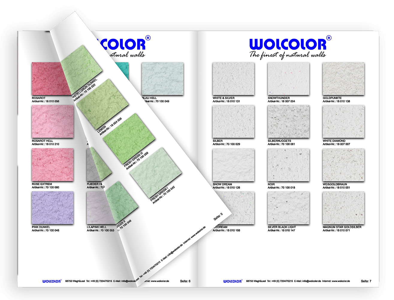 Muster & Musterordner: Vielfalt & Qualität unserer Wand- & Deckenbeläge 1 Wolcolor Musterordner Artikelbild Mittel