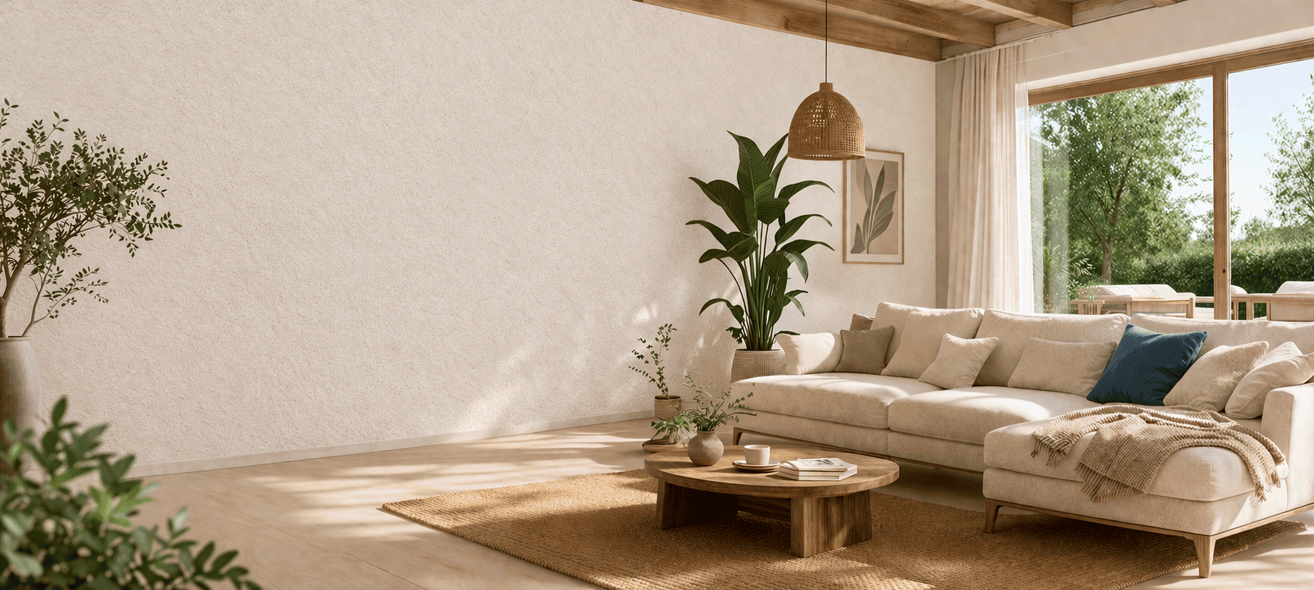 Wand nachher – mit WOLCOLOR Baumwollputz